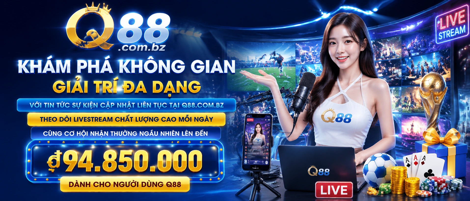 Giao diện q88.com.bz trên điện thoại với nhóm game và ưu đãi mới