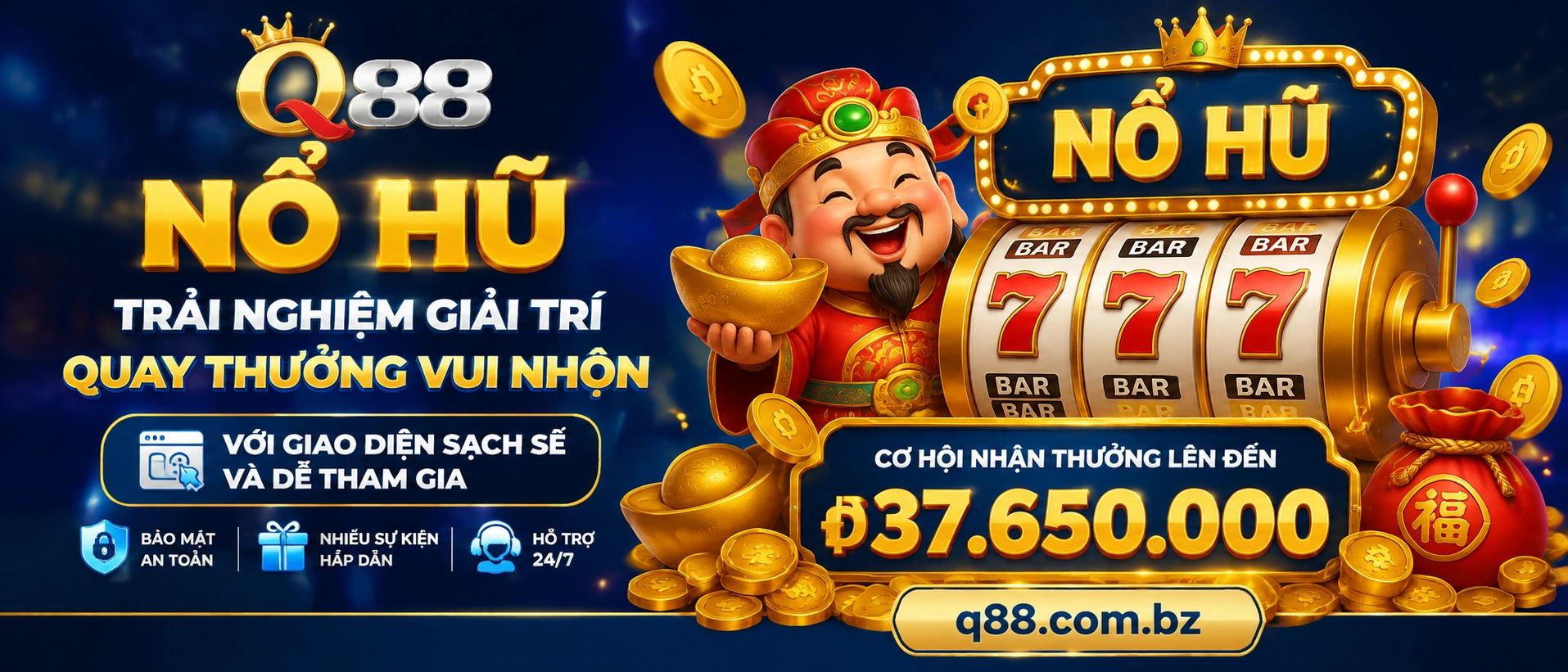 Khu Nổ Hũ trên q88.com.bz với giao diện danh mục game gọn