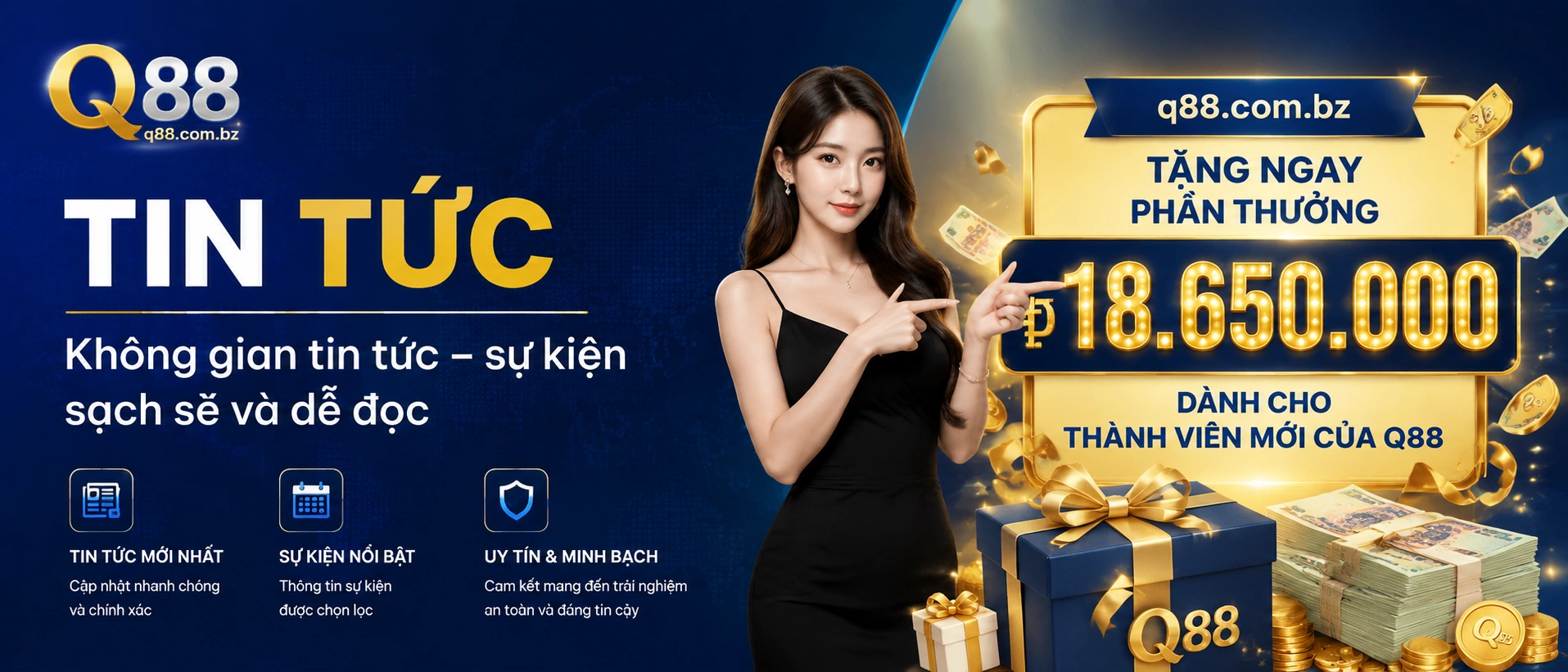 Khu tin cập nhật và ưu đãi trên giao diện q88